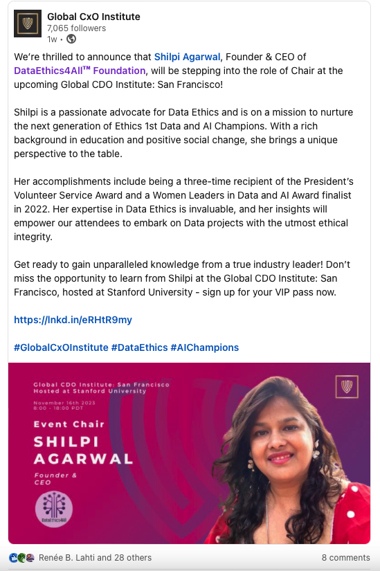 Shilpi Agarwal Event Chair Global CDO Institute San Francisco at Stanford University